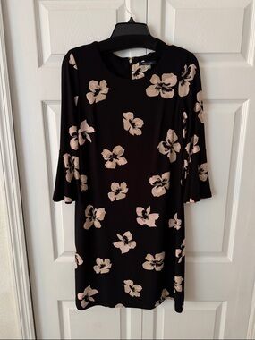 Tommy Hilfiger Black Shift Dress with Blush Floral Print size 8
